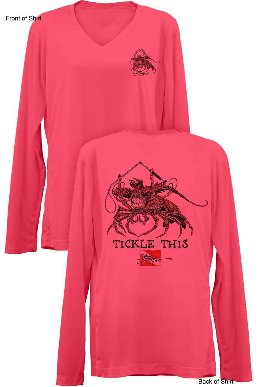 Tickle This Lobster- Ladies Long Sleeve V-Neck-100% Polyester